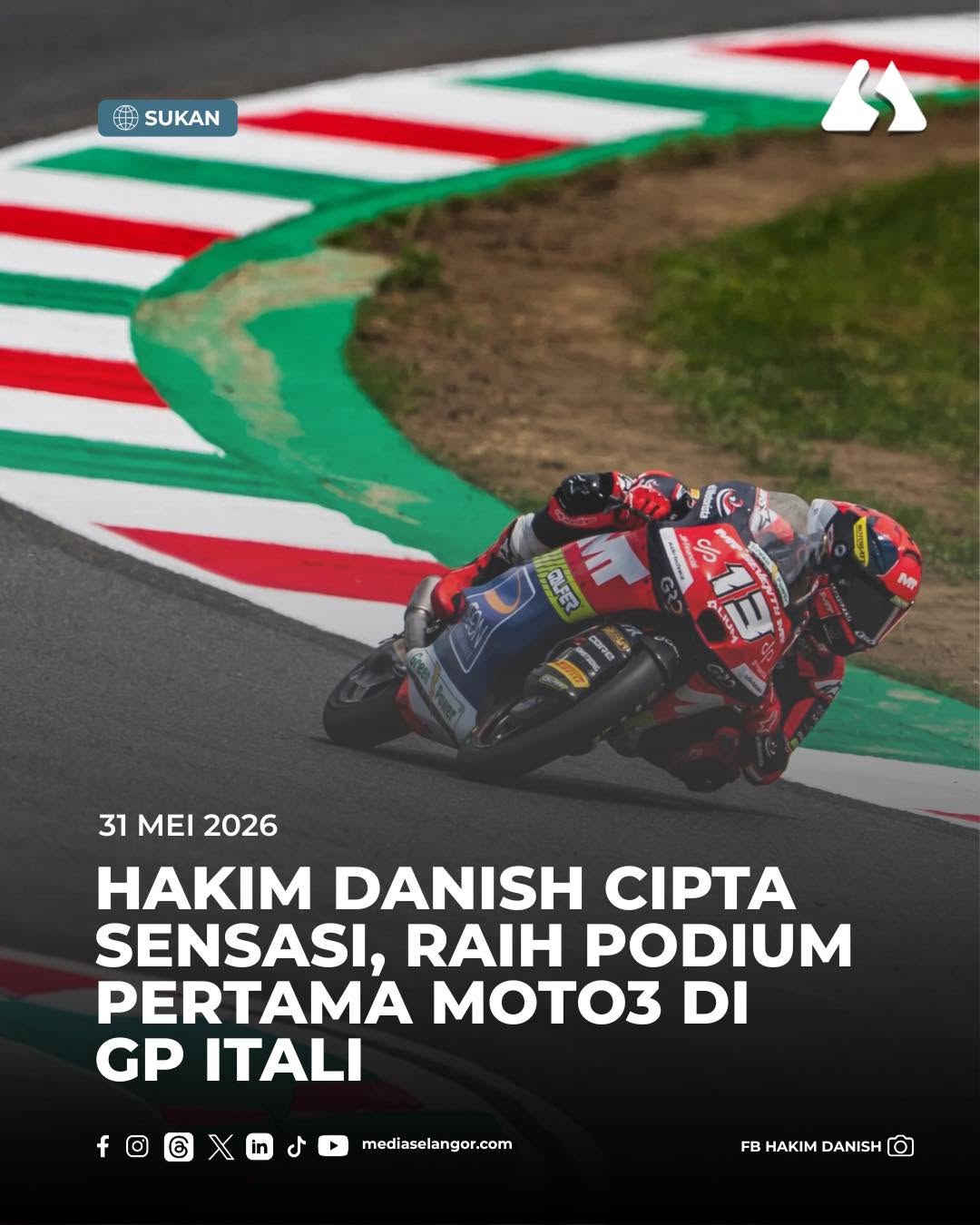 Hakim Danish cipta sensasi, raih podium pertama Moto3 di GP Itali