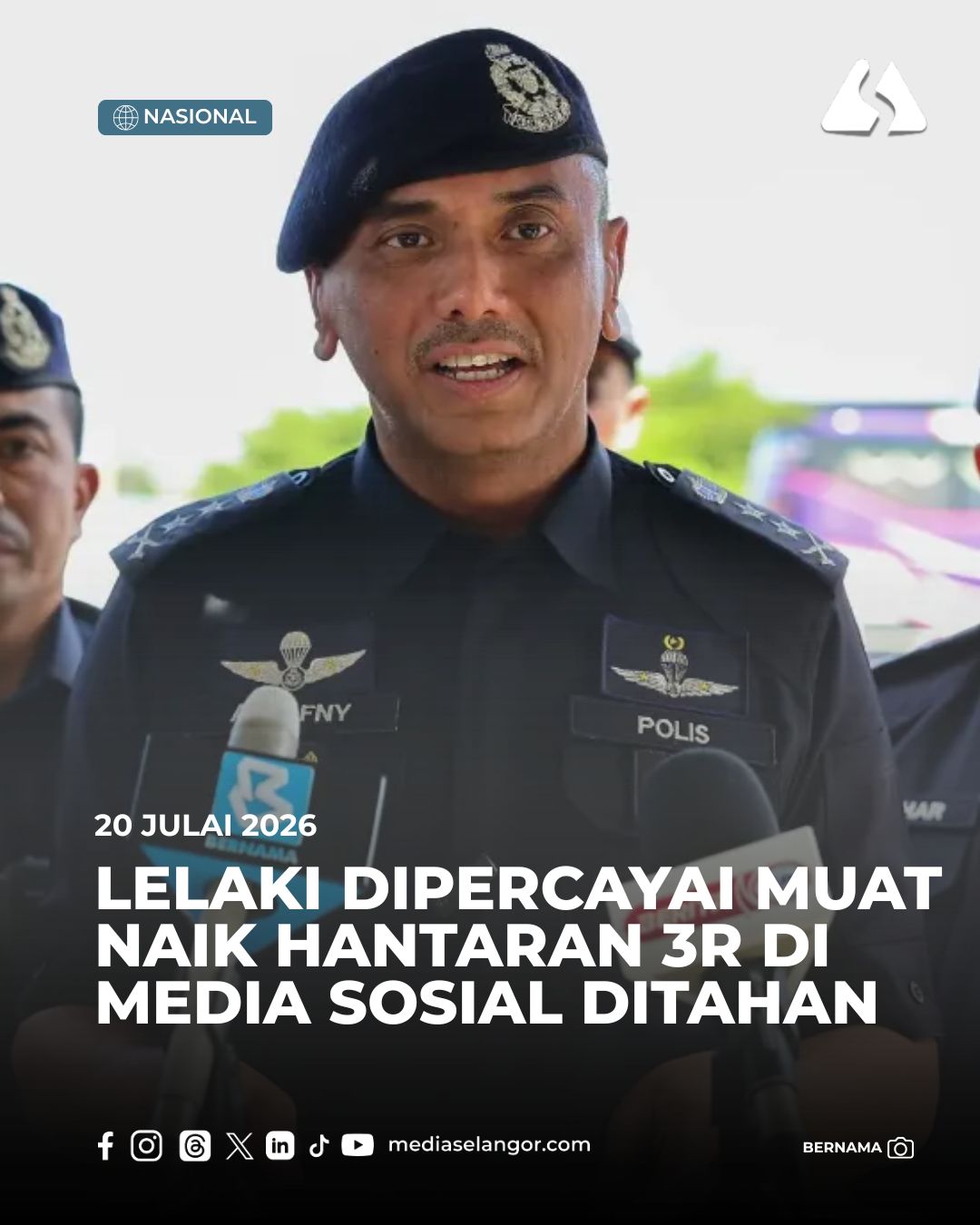 Lelaki dipercayai muat naik hantaran 3R di media sosial ditahan