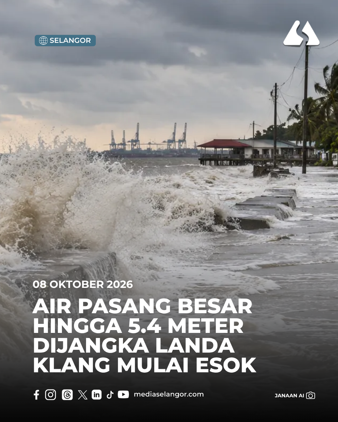 Air pasang besar hingga 5.4 meter dijangka landa Klang mulai esok
