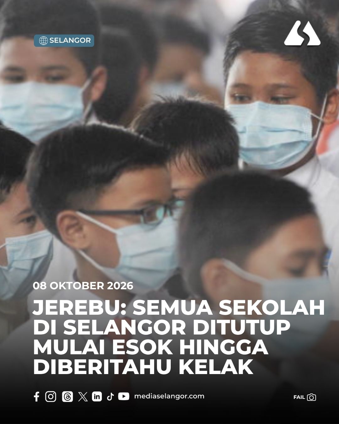 Jerebu: Semua sekolah di Selangor ditutup mulai esok hingga diberitahu kelak