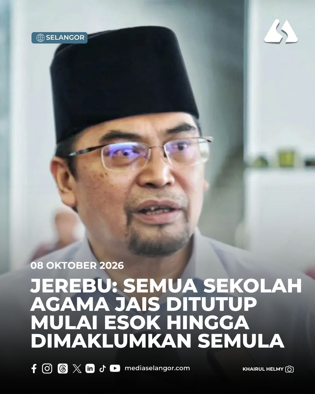 Jerebu: Semua sekolah agama JAIS ditutup mulai esok hingga dimaklumkan semula