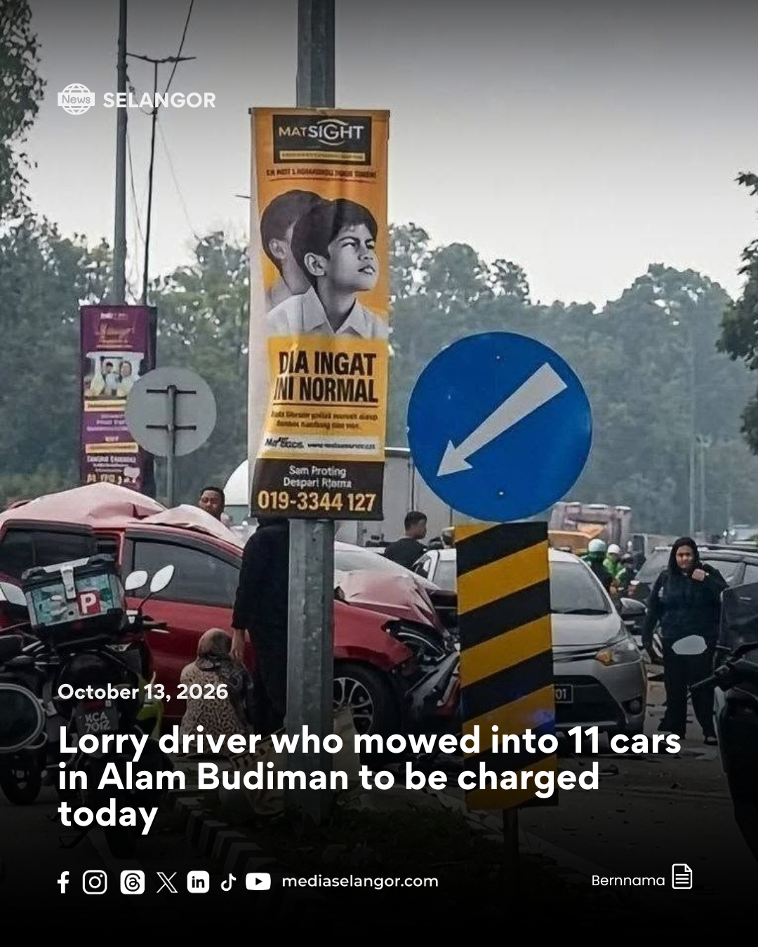 Lorry driver who mowed into 11 cars in Alam Budiman to be charged today